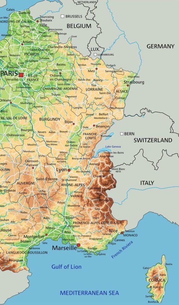 خريطة فرنسا الشرقية