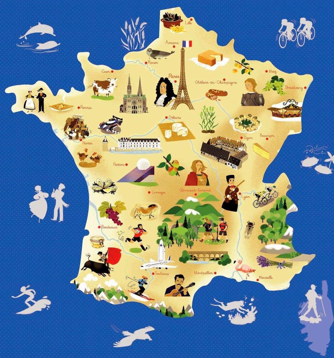 خريطة فرنسا السياحة