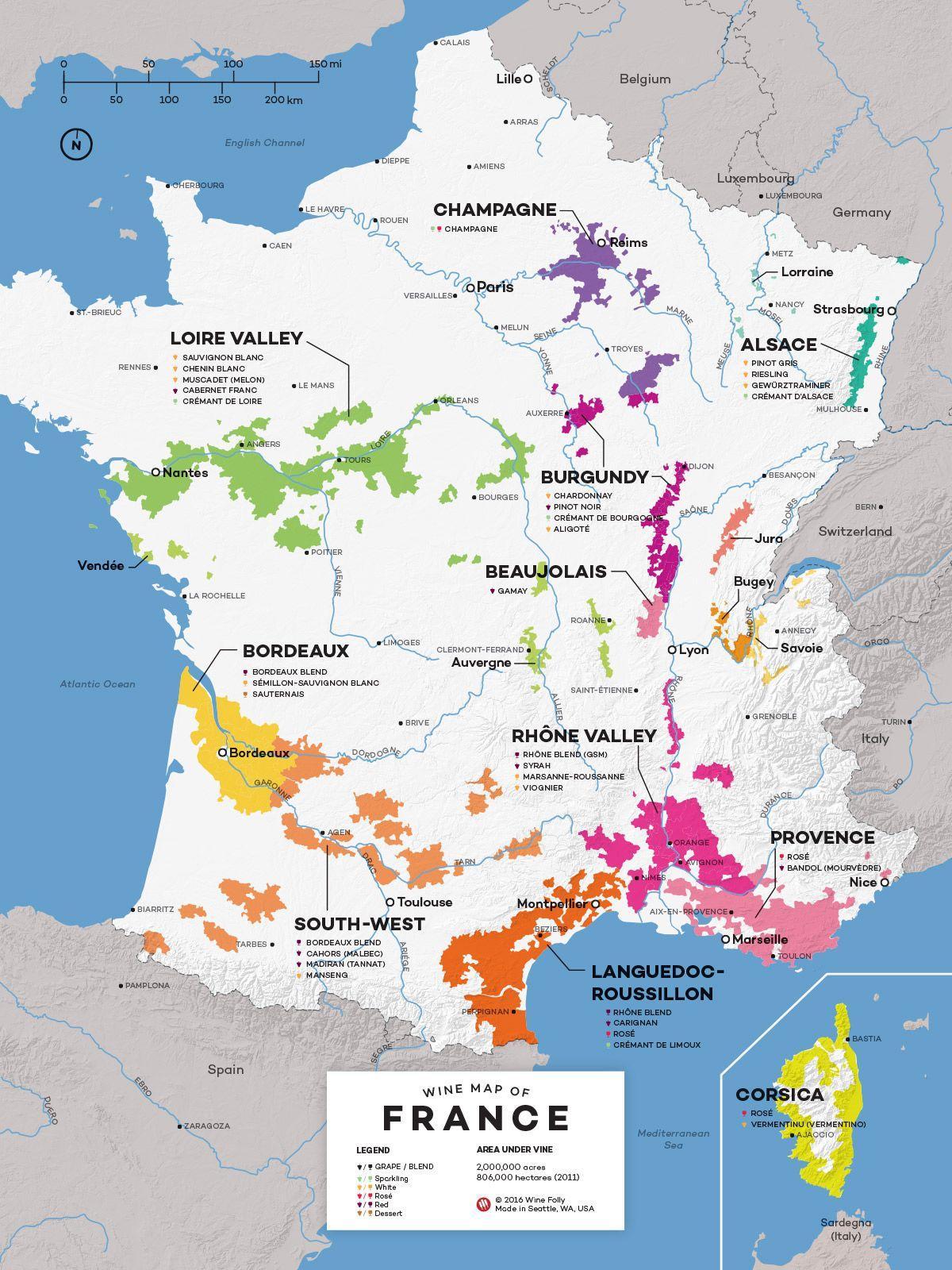 فرنسا بلد النبيذ خريطة