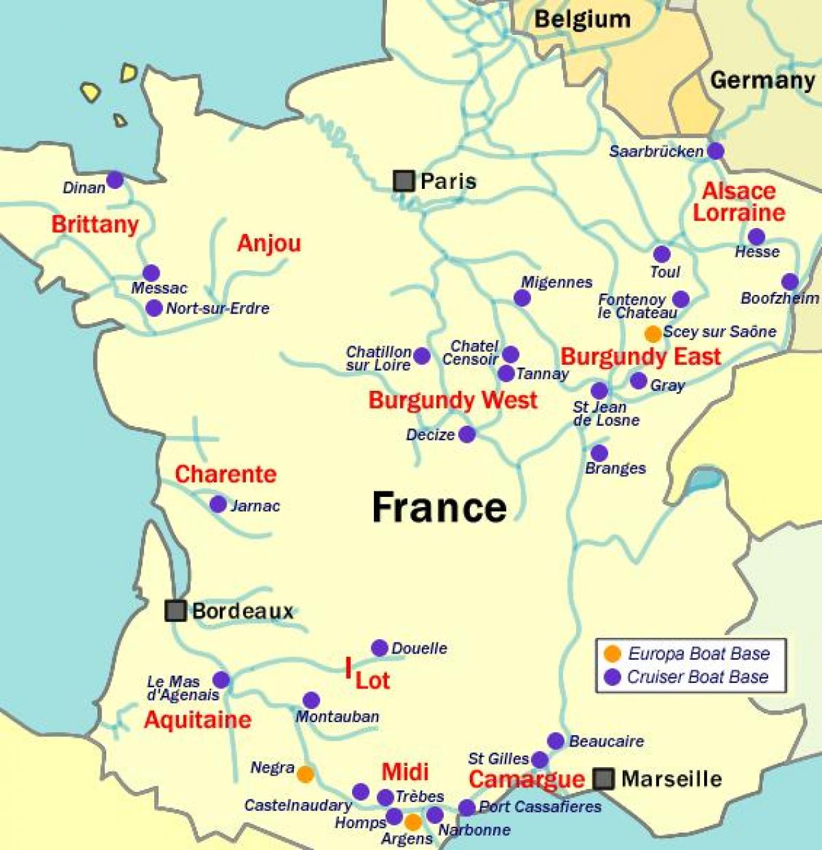خريطة فرنسا القارب