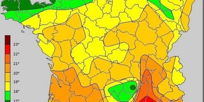 خريطة فرنسا درجة الحرارة